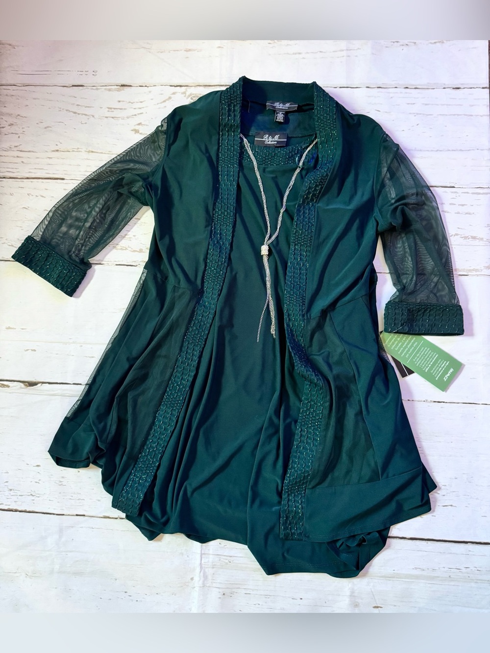 R&M Green Women's Open Cardigan and dress